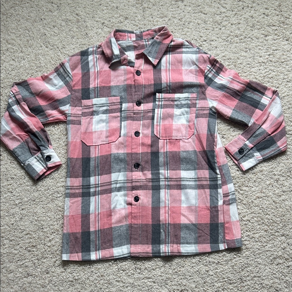 Plaid Shirt in Pink and Gray
